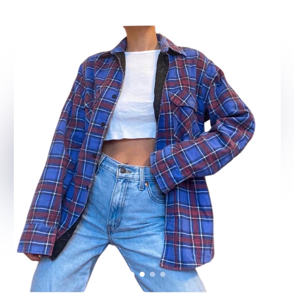 Timber Run Vintage Quilted Plaid Flannel Shirt in Blue and Red size L UNISEX